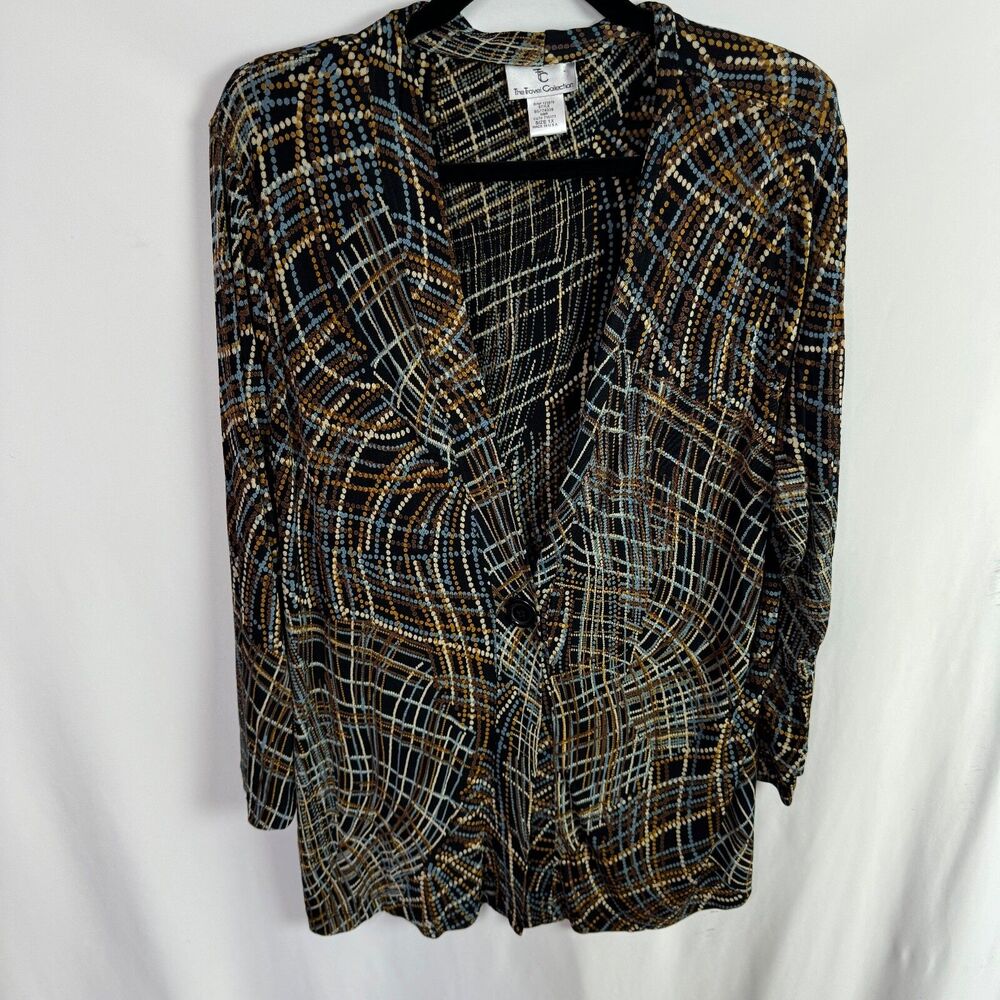 The Travel Collection Women's Cardigan Top Size 1X Multicolor Print Long Sleeves